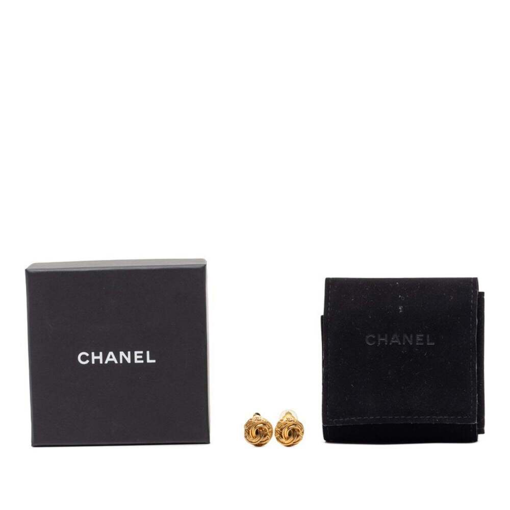 CHANEL Authentic Gold Logo Earrings - Picture 4 of 4